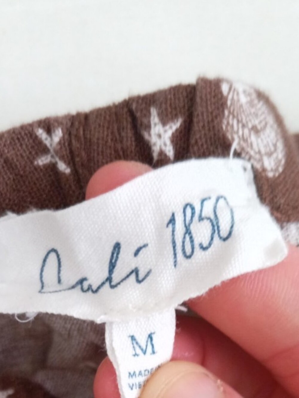 Cali1850 brown and white seashell print rayon and linen blend beach pants - Picture 11 of 13